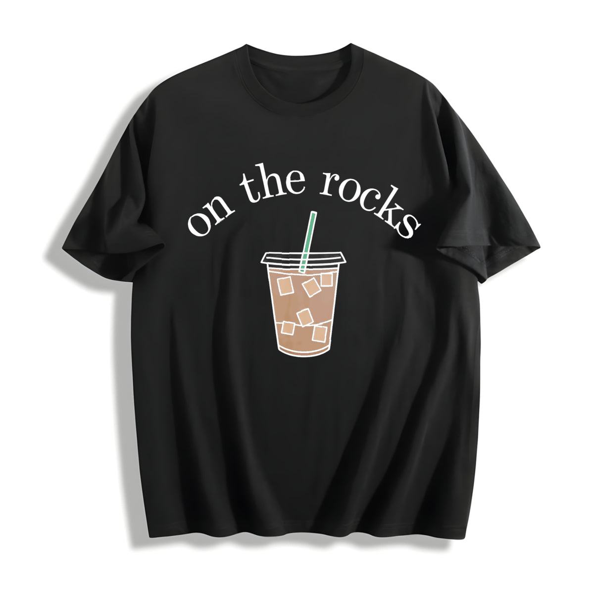 Iced Coffee Lover Multi Color Cotton T-Shirt in Black