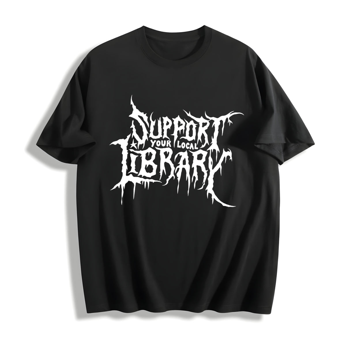 Support Your Local Library Cotton T-Shirt in Black