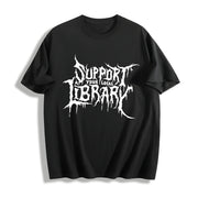 Support Your Local Library Cotton T-Shirt in Black
