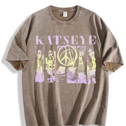 Katseye Kpop Beautiful Chaos Vintage Washed T-Shirt in Brown