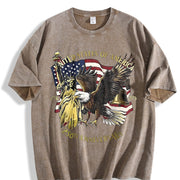 Statue of Liberty Bald Eagle USA 250th Anniversary Vintage Washed T-Shirt in Brown