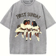 Children First Sunday Christian vintage washed oversized T-shirt in Gray