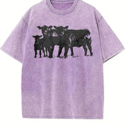 Cute Cow for Farmers Vintage Washed T-Shirt in Purple