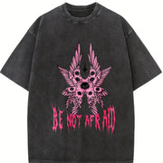 Be Not Afraid: Gothic Angelic Vintage Washed T-Shirt in Black