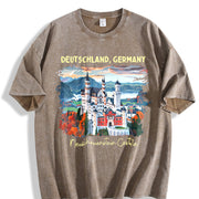 Germany Neuschwanstein Castle Youth Vintage Washed T-Shirt in Brown