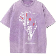 Premium Short-sleeve a Dark Punk of a Skeleton Hand Vintage Washed T-Shirt in Purple
