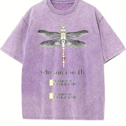 Dragonfly Why Am I So Fly Vintage Washed T-Shirt in Purple
