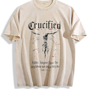 Crucified 90s Retro Jesus Cross ® Vintage Washed T-Shirt in Beige