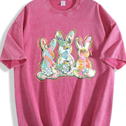 Brushstroke Easter Peter Cottontail vintage washed oversized T-shirt in Red