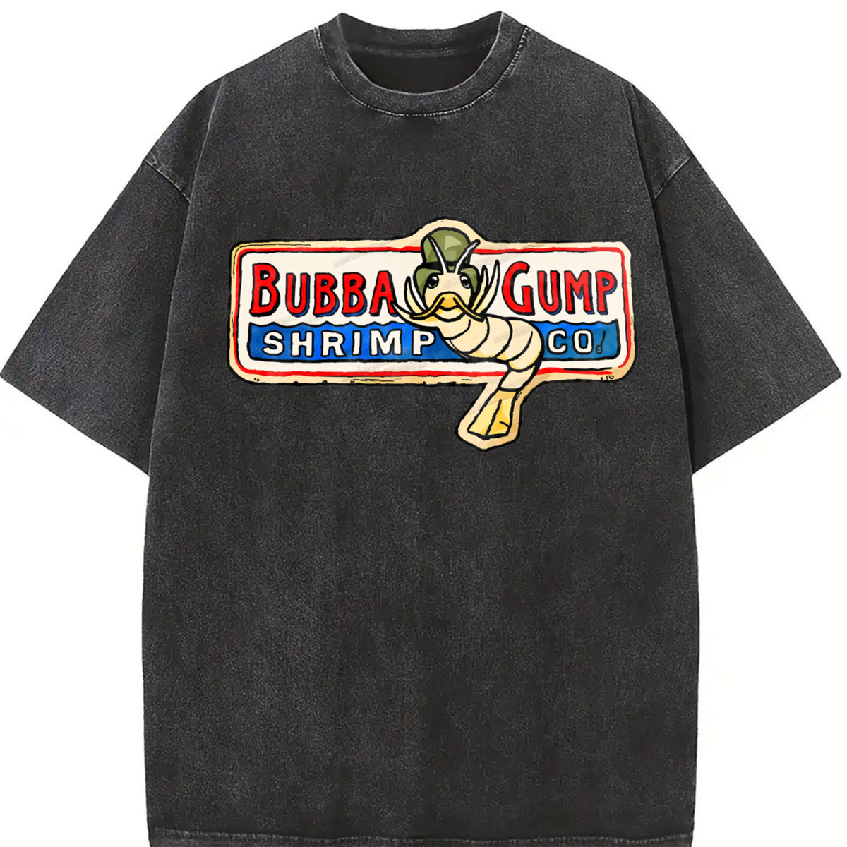Forrest Bubba Shrimp Movie Classic movie Original vintage washed oversized T-shirt in Black