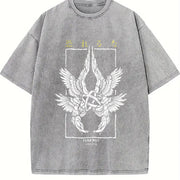 Fear Not Luke 2:10 Seraphim Jesus Christian Gym or vintage washed oversized T-shirt in Gray