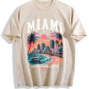 Miami Florida Vintage Washed T-Shirt in Beige