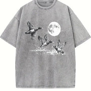 Duck 90s Retro Ducks Nature Moon ® Vintage Washed T-Shirt in Gray