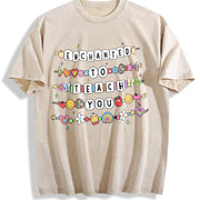 Teacher Friendship Bracelet Teacher Appreciation Vintage Washed T-Shirt in Beige