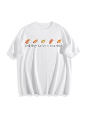 Bad Day to Be a Hotdog Retro Hotdog Cotton T-Shirt in White