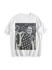 USA Olympic Gold Medal Hockey Jack Hughes Cotton T-Shirt in White