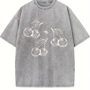 Cherries 90s Retro ® Y2k Cherry Vintage Washed T-Shirt in Gray