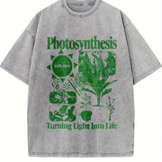 Photosynthesis Retro Botanical 90s Y2K Science Vintage Washed T-Shirt in Gray