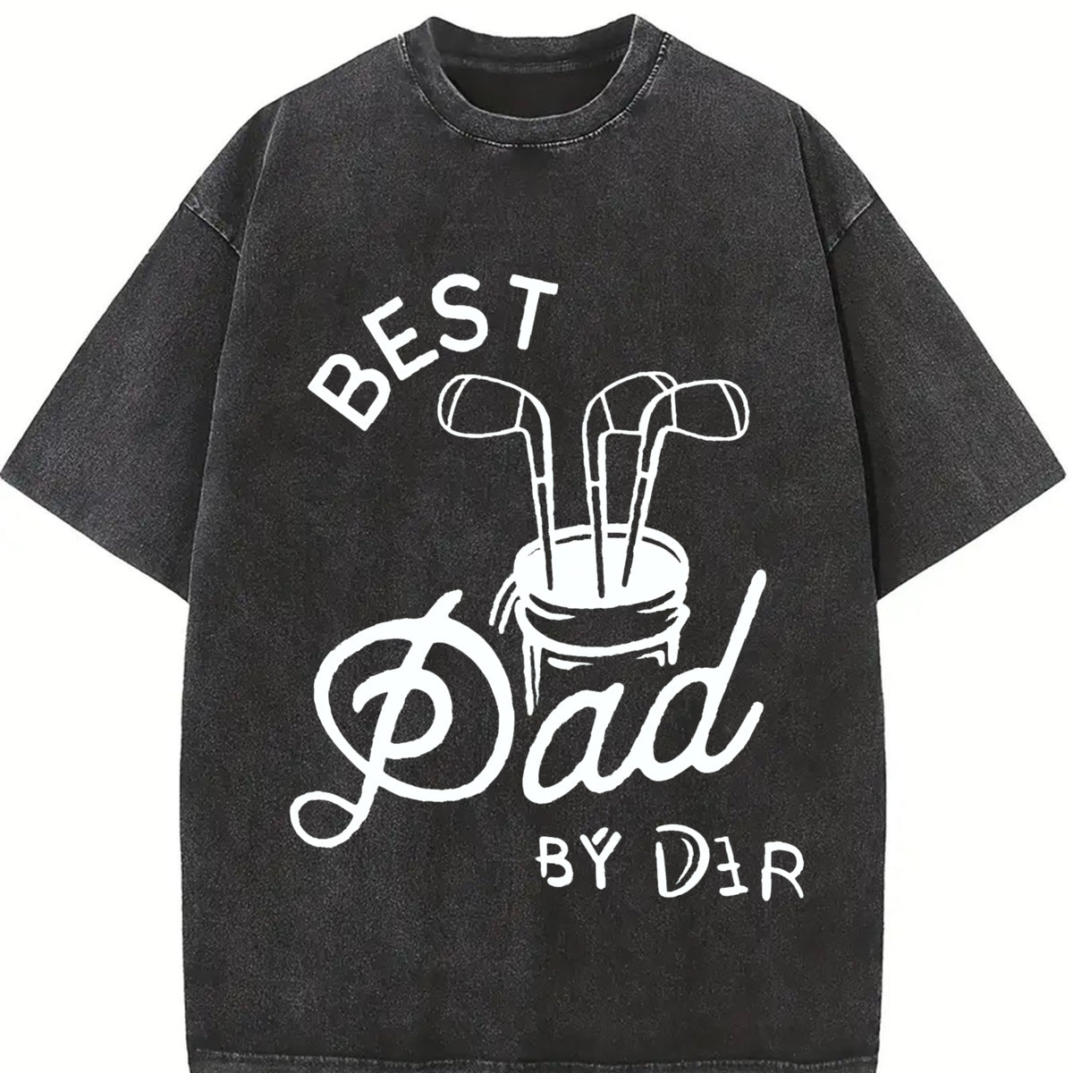 Best Dad By Par Golf Dad Fathers Day Golf For Dad Cool vintage washed oversized T-shirt in Black