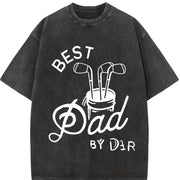 Best Dad By Par Golf Dad Fathers Day Golf For Dad Cool vintage washed oversized T-shirt in Black
