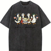 Silly Goose for 4th of July Vintage Washed T-Shirt in Black