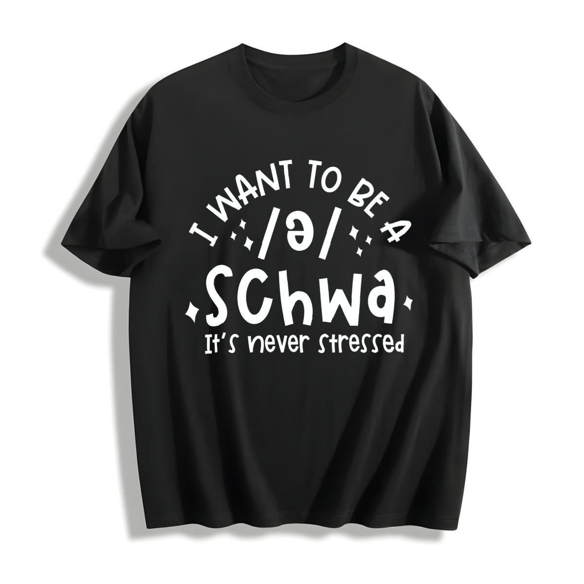 Schwa for Teacher Reading Teacher Cotton T-Shirt in Black