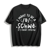 Schwa for Teacher Reading Teacher Cotton T-Shirt in Black