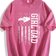 Girl Dad Proud Dad of Girl Vintage Washed T-Shirt in Red