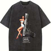 Glock Perfection Pinup Girl Vintage Washed T-Shirt in Black