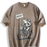 Resist Traveler Frog Vintage Washed T-Shirt in Brown