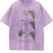 Ponyo Studio Ghibli Anime vintage washed oversized T-shirt in Purple