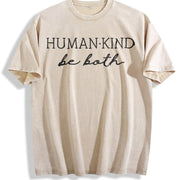 Human Kind Be Kind Vintage Washed T-Shirt in Beige