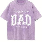 Personalized Dad with Kid Name Vintage Washed T-Shirt in Purple