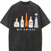 Mis Amigos Tequila Vintage Washed T-Shirt in Black