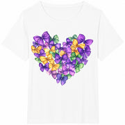 Mardi Gras Heart Brushstroke Heart for Mardi Gras Fat Cotton T-Shirt in White