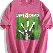 Left 4 Dead New 2008 Grunge Y2K Tapout Affliction Emo Goth Vintage Washed T-Shirt in Red