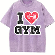 I Love Gym Vintage Washed T-Shirt in Purple