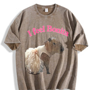 Princess Capy - I feel Bonita - Sparkly and Cute - vintage washed oversized T-shirt in Brown