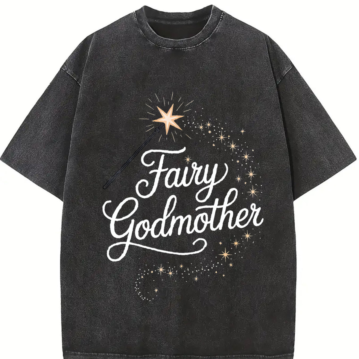 Fairy Godmother Baptism Proposal Vintage Washed T-Shirt in Black