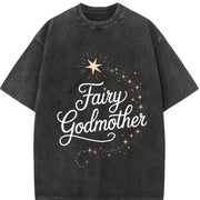 Fairy Godmother Baptism Proposal Vintage Washed T-Shirt in Black