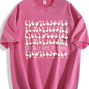 Silly Goose 100 Days of School Vintage Washed T-Shirt in Red