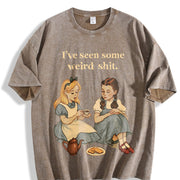 Illustration Sarcastic Humor Vintage Washed T-Shirt in Brown