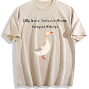 Goose Inclusion Everyone Belongs for Teachers Vintage Washed T-Shirt in Beige