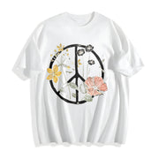 Bohemian Floral Blouse Cotton T-Shirt in White