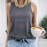 4th of July America Women's Color Cotton Tank Top in Gray