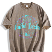 Hitchhiking Ghosts The Haunted Mansion Halloween vintage washed oversized T-shirt in Brown