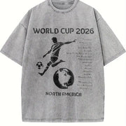 World Cup 2026 North America Host Cities Silhouette Vintage Washed T-Shirt in Gray