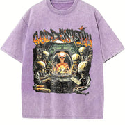 Hot Wheels Skull Engine Vintage Washed T-Shirt in Purple