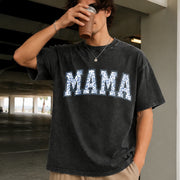 Mama with Toile Floral Vintage Washed T-Shirt in Black
