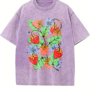 Strawberry Garden Roaming Vintage Washed T-Shirt in Purple